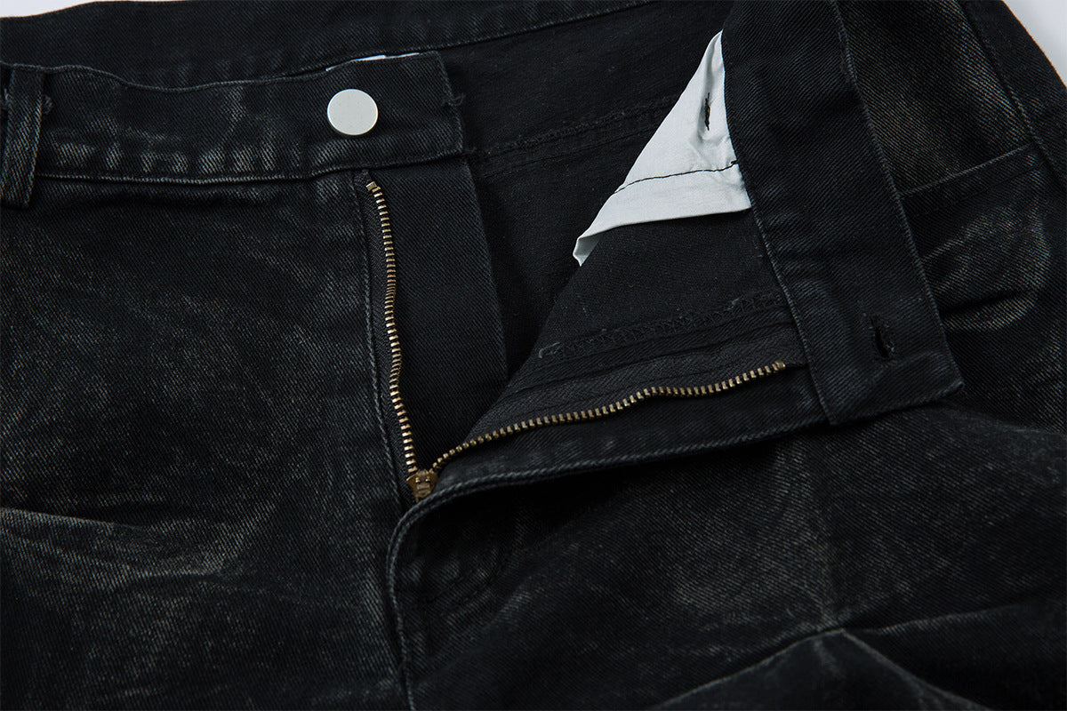 New Slimming Pleated Washed Jeans