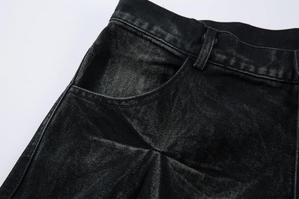 New Slimming Pleated Washed Jeans